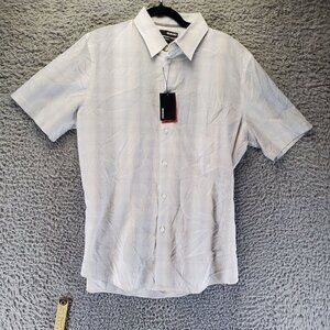 Murano Shirt Mens Large Gray & White Plaid Modern Comfort Short Sleeve *NWT*
